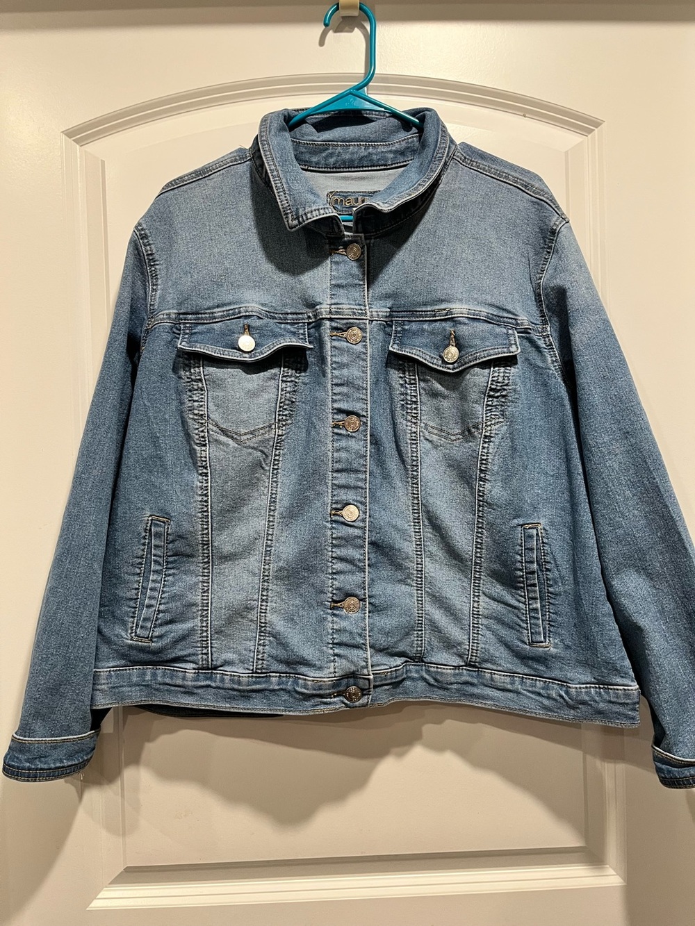 Maurices Light Blue Denim Jacket with Button Front